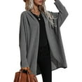 thumbnail image 3 of Qiylii Women’s Solid Color Coat Long Sleeve Mid-length Irregular Knitted Top, 3 of 9