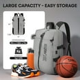 thumbnail image 5 of Sports Backpack with Ball Holder & Separate Shoe Bag,Multifunctional Waterproof Basketball Soccer Bag Outdoor Travel Backpack for Men Women,Grey, 5 of 7