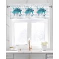 thumbnail image 2 of Sea Turtles Linen Curtain Valance for Bedroom/Bathroom/Kitchen/Office/Living/Dining Room Windows,Summer Beach Ocean Coastal Stripes Rod Pocket Topper Drapes Decorative Cafe Drapery Panel 42x12, 2 of 6