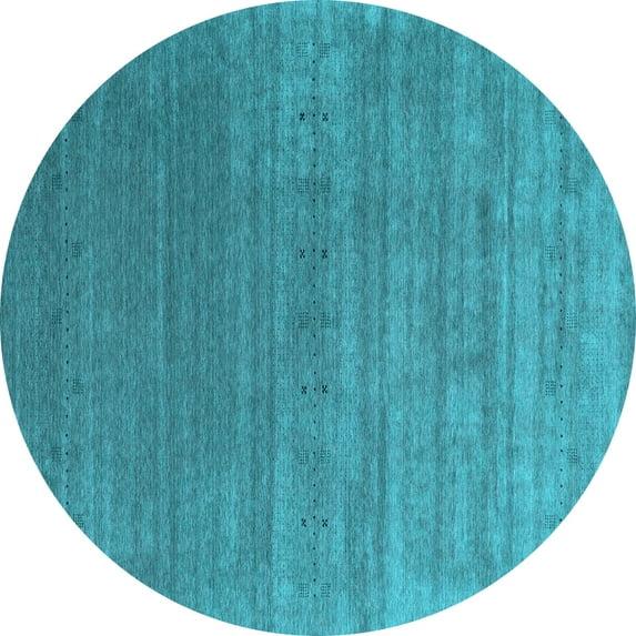 Ahgly Company Indoor Round Abstract Light Blue Contemporary Area Rugs, 7' Round