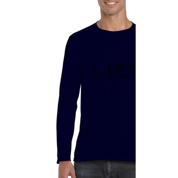 MmF - Mens Long Sleeve T-Shirts, up to Size 5XL - Basketball Heartbeat