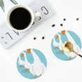 thumbnail image 4 of Fuzoiu Three White Geese Print Leather Coasters Set,Drink Coasters Set of 4,for Tabletop Protection, Durable PVC Coasters,Home Décor and Housewarming Gift-Round Shape, 4 of 6