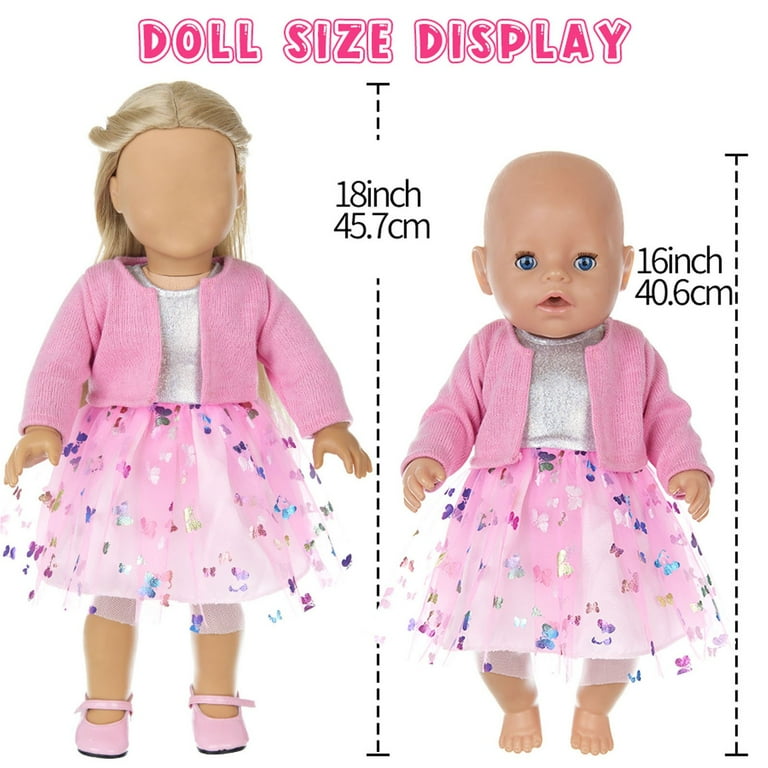 Red Winter Doll Clothes Set for 14-18 Inch Dolls: Coat, Dress