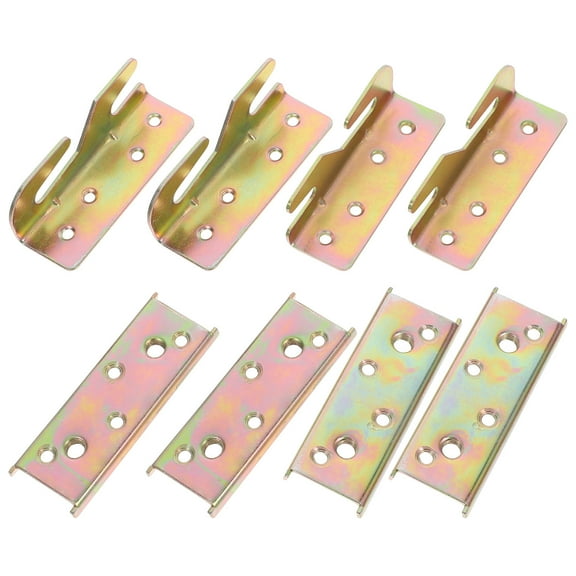 GOOHOCHY  4 Pcs Bed Hardware Replacement Frame Brackets for Headboard Golden