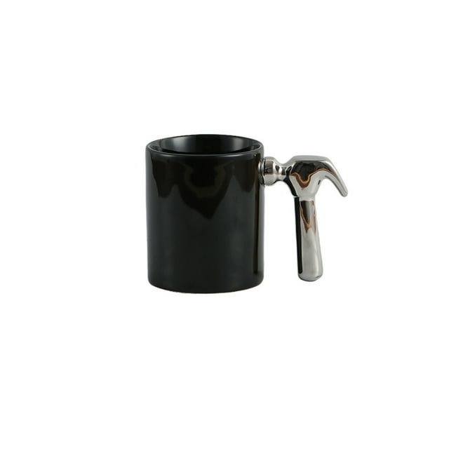 Gold Electroplated Ceramic Mug with Unique Handle - Coffee Cup for Home Office Gift Giving