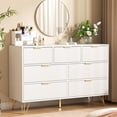thumbnail image 4 of FURNIWAY Dresser for Bedroom, Fluted Modern Dresser with Gold Pulls and 7 Drawers,Fluted Wood TV Stand for Living Room, Hallwa,White, 4 of 9