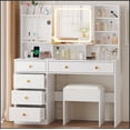 thumbnail image 4 of Ktaxon Large 47.2" Makeup Vanity with 3 Color Lights, Vanity Desk with USB Charging Station, Vanity Makeup Table with Visible Drawers, Hidden and Open Storage Shelves, White, 4 of 10