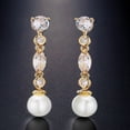 thumbnail image 5 of PYNZY Women's Wedding Earrings for Brides Bridesmaids, Cubic Zirconia Dangle Earrings Plated 18K Gold as Gift, 5 of 6