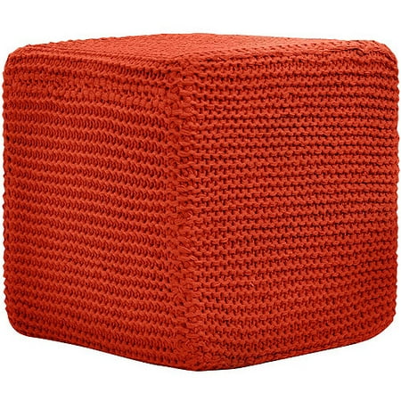 Urban Shop 15" Square Knit Pouf Ottoman,