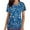 Blue, variant on Scrubs for Women, V Neck Short Sleeve Scrubs Tops Fashion Casual Floral Print Workwear T-shirts Work Uniform with Pockets