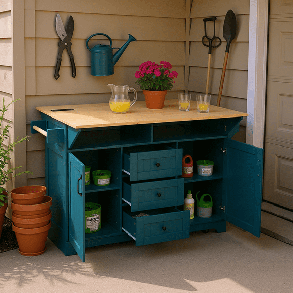 Homy Casa Rolling Large Garage Storage Cabinet with Dual Drop Leaves, Power Outlets for Office Gym, School