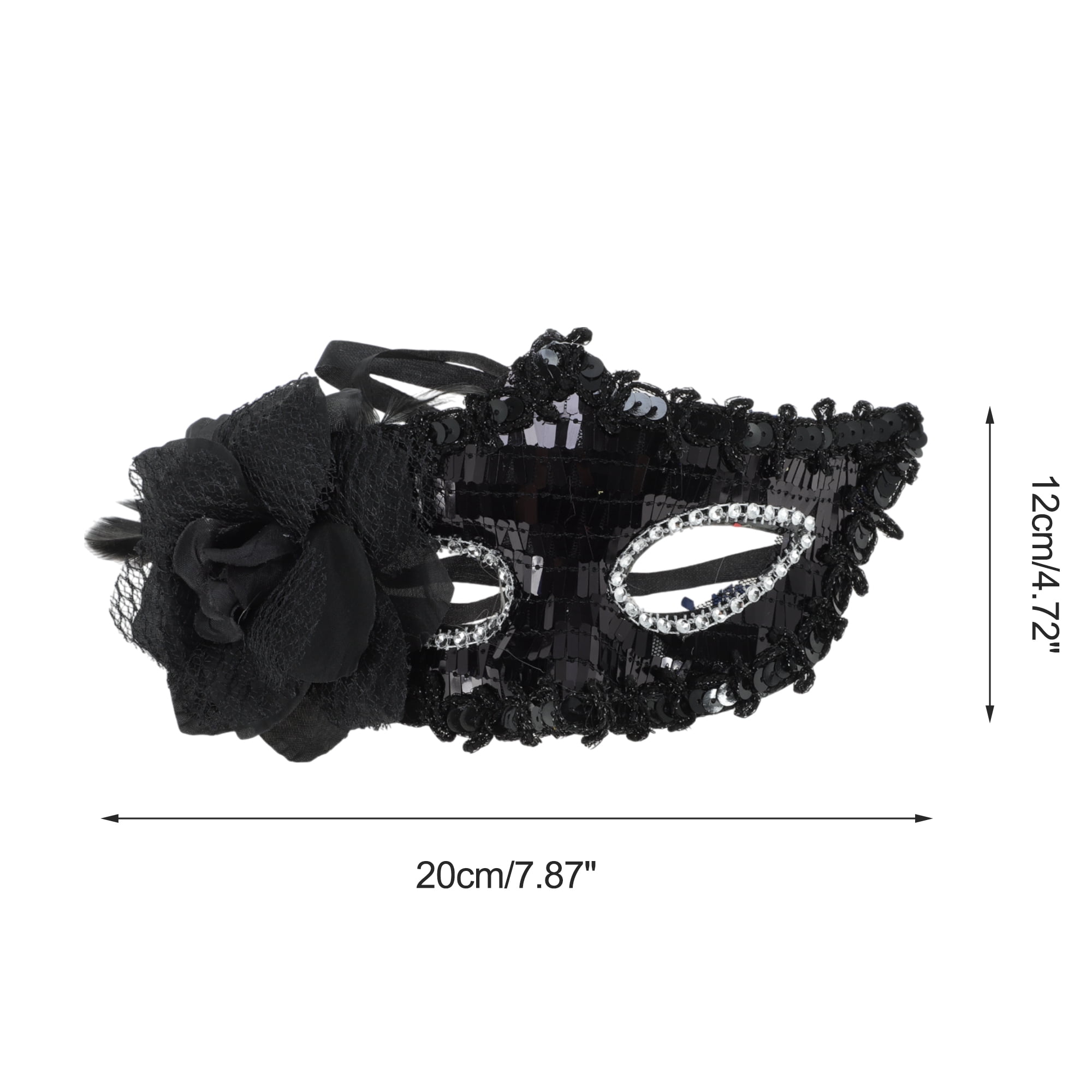 Unique Bargains Floral Sequins Half Face Party Mask Black