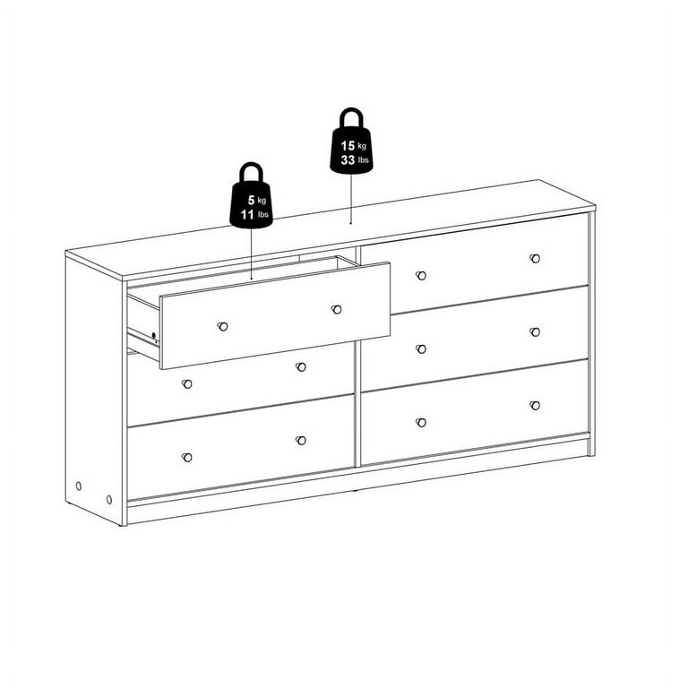 Studio 6 Drawer Double Dresser, Jackson-Hickory for Adult Bedroom