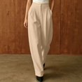 thumbnail image 2 of Risckoth Women's High Waist Pleated Barrel Suit Pants, Solid Business Casual Tapered Trousers S-2XL, 2 of 5