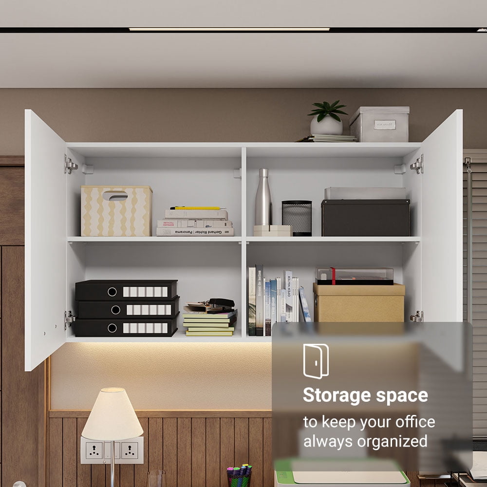 Madesa Office Wall Storage Cabinet with 2 Doors Unit for Files and Documents – White