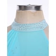 thumbnail image 4 of Aislor Women's Lyrical Dance Flower Applique Halter Strappy Asymmetric Flowy Tulle Skirt Contemporary Dress Light Blue M, 4 of 7