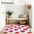 thumbnail image 3 of ODIKA 3'x5' Machine Washable Non-Slip Area Rug, Kawaii Fruit Bath Adorable Happy Strawberries Cartoon High Traffic Rug with Pad, Red, 682409, 3 of 8