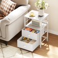 thumbnail image 6 of Nightstands Set of 2, End Table with 2 Fabric Drawers, Night Stand with 2 Hooks, Open Wood Shelf Bedside Table for Bedroom/Living Room/White, 6 of 18