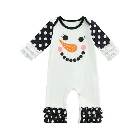 

Ehfomius 0-24 Months Baby Rompers Newborn Snowman Print Round Neck Long-sleeved Jumpsuit