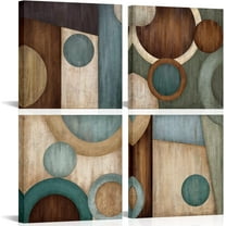 Teal And Brown Abstract Wall Art Blue and Brown Geometric Circle Painting Pictures