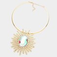 thumbnail image 2 of AB  Gold Oval Stone Centered Abstract Pendant Necklace I, 2 of 2