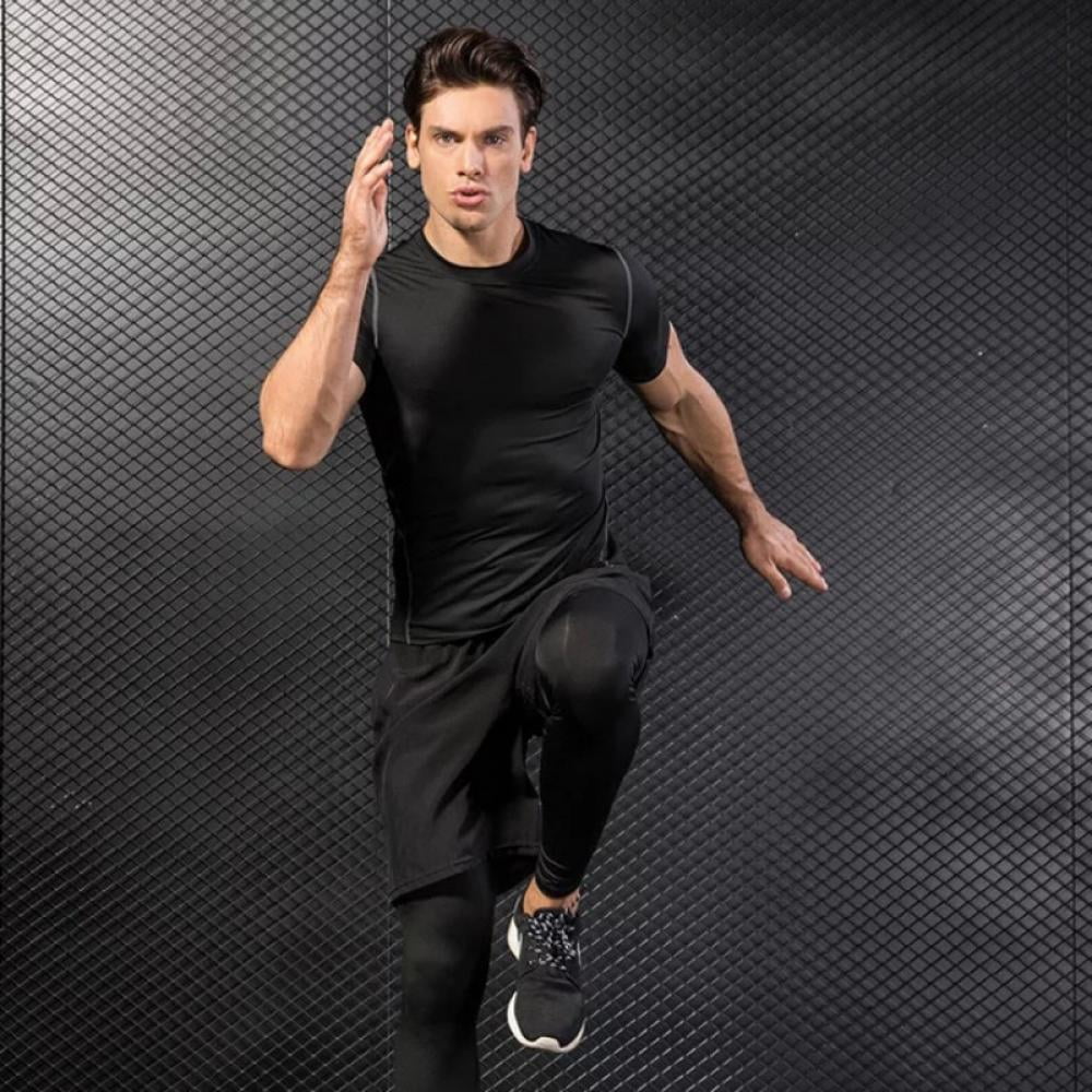 Men's Speed Dry Short Sleeve Compression Shirts, High Elastic Sports  Baselayer T-Shirts Tops, Athletic Workout Shirt 