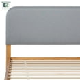 thumbnail image 3 of Walker Edison Mid-Century Wood King Bed with Curved Upholstered Headboard - English Oak/Grey, 3 of 14