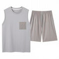thumbnail image 3 of Gfyviroh 2 Piece Men's Pajamas Sets Sleeveless Crew Neck Tank Tops with Pocket and Bottom Pjs Stripes Big and Tall Adults Pajamas, 3 of 3