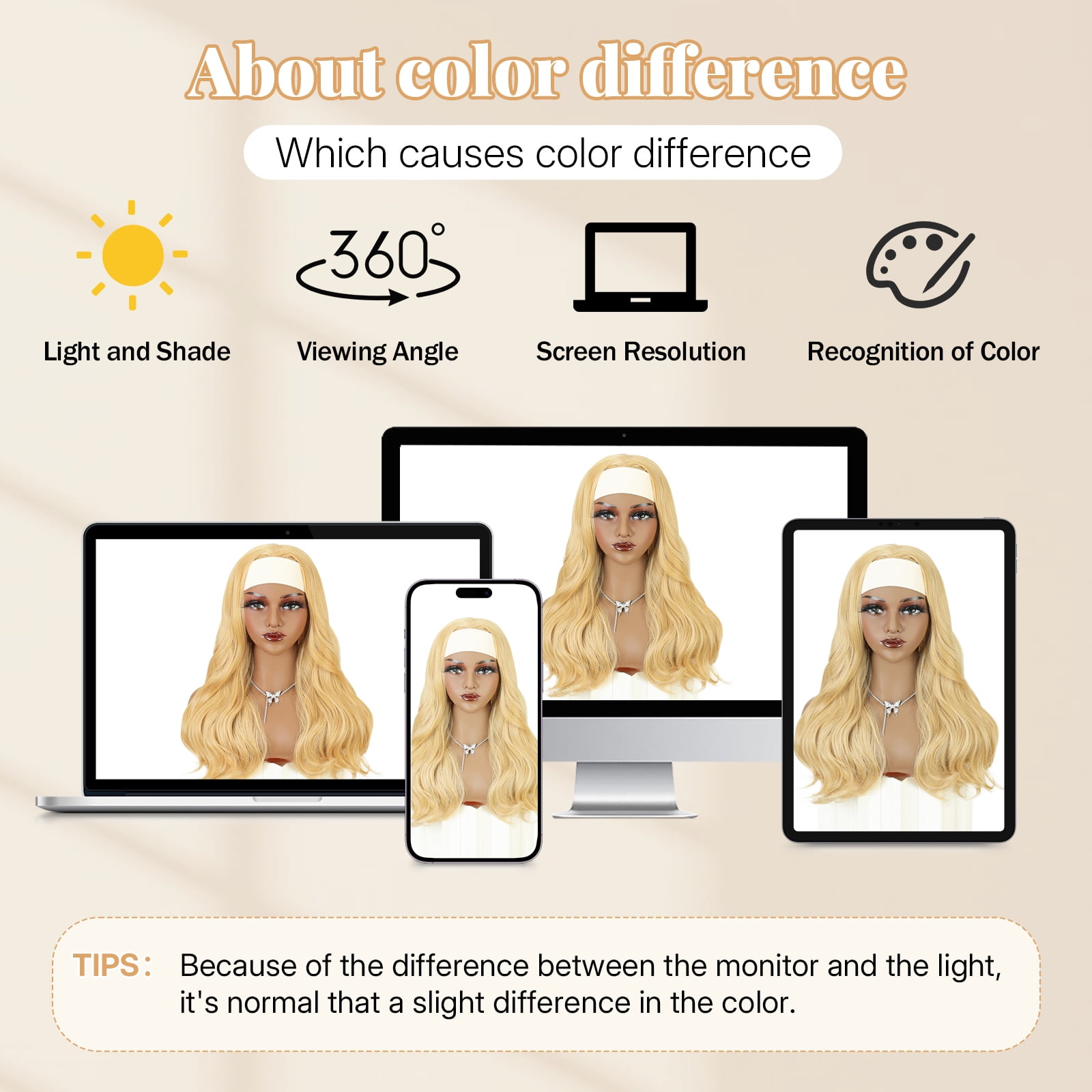 Phocas Headband Wig for Women Shoulder Length Blonde Wavy Wigs Natutal Looking for Daily Party Use