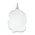 thumbnail image 1 of Beautiful 14k White Plain Medium.035 Depth Facing Left Engravable Girl Charm, 1 of 1