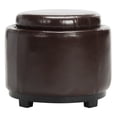 thumbnail image 2 of SAFAVIEH Round Modern Glam Storage Tray Ottoman, Cordovan, 2 of 10