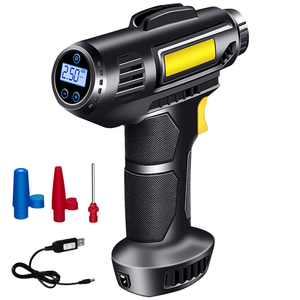 Electric Car Tire Inflator Portable 150PSI Cordless Air Compressor 2000mAh USB Rechargeable Battery Handheld Digital Car Tire Air Pump with LED Light and Nozzles for Car Motorcycles Picku Walmart
