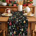 thumbnail image 4 of Christmas Tree Cotton Linen Table Runner for Dining Kitchen, Winter Colorful Xmas Trees Snowflakes Wedding Outdoor Party Tablerunners Decoration, Dresser Scarf Coffee Tablecloth Runners 14x72 Inches, 4 of 9