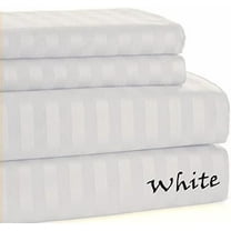 800 TC SHEET SET !! Italian Finish Egyptian Cotton !! Striped COLORS - Full Size - Striped Colors { White } Excactly Fit Pocket 25" Inches By KM LINEN