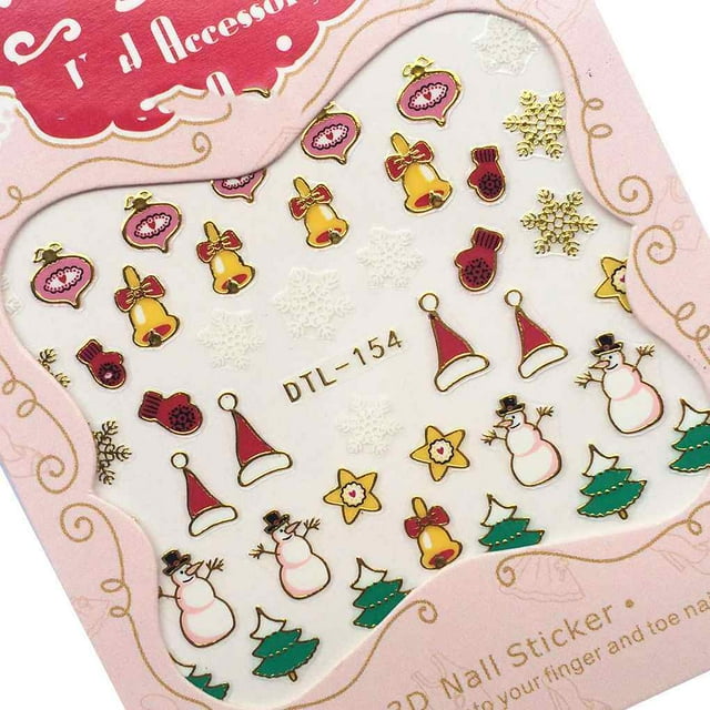 ziyahi Nails Art Sticker Merry Christmas 3D Golden Elements Nail Wrap Sticker Tips DIY Manicura Stickers Tool