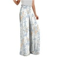 thumbnail image 2 of Lilgiuy Fashion Womens Casual Cotton Print Pants Straight Wide Leg Trousers Pants Petite Classic Allure Fit Proportioned Pant, 2 of 5