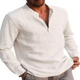 thumbnail image 1 of Mens Long Sleeve Button T Shirts Casual Plain Pullover Tops Loose Basic Tee, 1 of 2