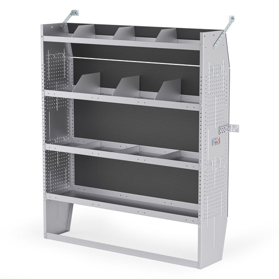 AA Products SH-6005 Steel Mid/ High Roof Van Shelving Storage System Fits Transit, NV, Promaster and Sprinter, Van Shelving Units, 52''W x 60''H x 13''D