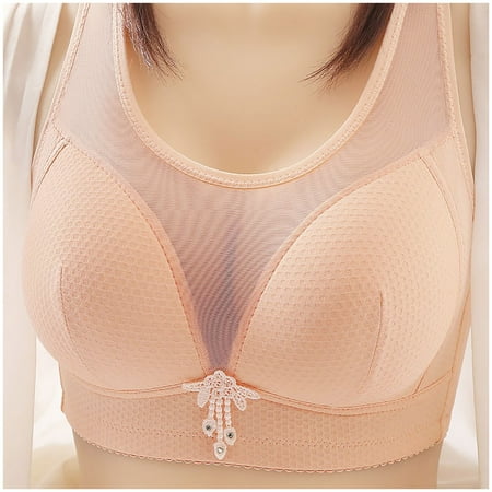 eileial Bras for Women No Underwire Bra Wire Free Full-Coverage Wirefree T-Shirt Bra Comfort Red 42