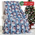 thumbnail image 2 of Elegant Comfort Lightweight Printed Throw Blanket- All Season, Soft, Cozy and Plush- Decorative Throw Blankets, Perfect for Lounging, 50 x 60 inches, Light Blue Snowman, Throw Blanket, 2 of 5
