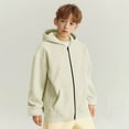 thumbnail image 6 of Hinvhai Girl's Zip Front Drawstring Hoodie Pullover Long Sleeve Casual Sweatshirt Top Beige 11 Years, 6 of 9