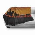 thumbnail image 3 of Cattle Soft Flannel Fleece Throw Blanket, Silhouette Farm Theme Cowboy Man Riding Horse Cow Herd in the Ranch, Cozy Plush for Indoor and Outdoor Use, 50" x 60", Vermilion Orange Black, by Ambesonne, 3 of 6
