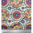 thumbnail image 1 of Soimoi Moss Georgette Fabric Floral Mandala Print Fabric by the Yard 42 Inch Wide, 1 of 1
