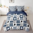 thumbnail image 2 of Homewish Ice Hockey 7-Piece Queen Bedding Set - Sport Gamer Blue White Plaid, 2 of 8