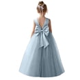 thumbnail image 5 of Girls' Formal Dress Solid Sleeveless Long Princess Dress Flower Girl Wedding Birthday Dress Blue 14 Y-15 Y, 5 of 7