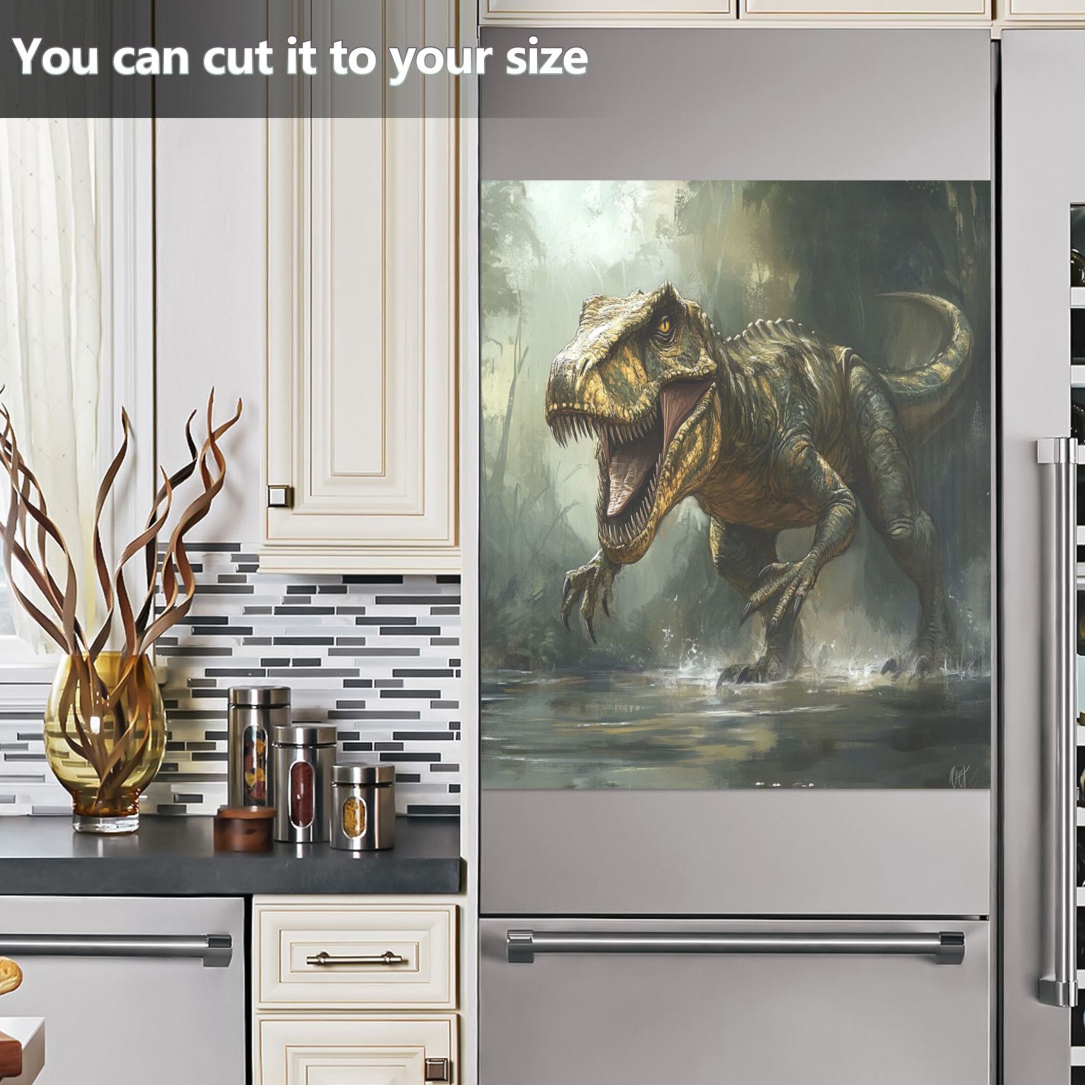 Dishwasher Magnetic Sticker 23x26 Inch Refrigerator Magnetic Sticker Washing Machine Magnetic Sticker Kitchen Panel Magnetic Sticker Home Decor Super Cool Dinosaur