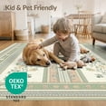 thumbnail image 4 of ODIKA 3'x5' Washable Accent Rug Grey Boho Vintage Botanical Stripe Sage Woodland Beige Greenish for Bedside, Nursery Room, Pet Friendly & Non-Shedding, 4 of 7