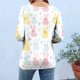 thumbnail image 3 of Camisetas de Pascua para las Mujeres Impresión Festiva Suelta Cuello Redondo 3/4 Manga Suéter, Camisetas Casuales de las Mujeres Top de Vacaciones, 3 of 6
