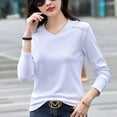 thumbnail image 1 of AOSSVIAO-Camiseta de algodón 2024 para mujer, camisa básica lisa de manga larga, holgada, para primavera y otoño, 100%, 1 of 4
