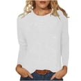 thumbnail image 2 of lcziwo Women's Long Sleeve Crew Neck Shirts Cotton Comfy Pajamas Solid Color Loose Pullover Tops Sleepwear, White, XXL, 2 of 8